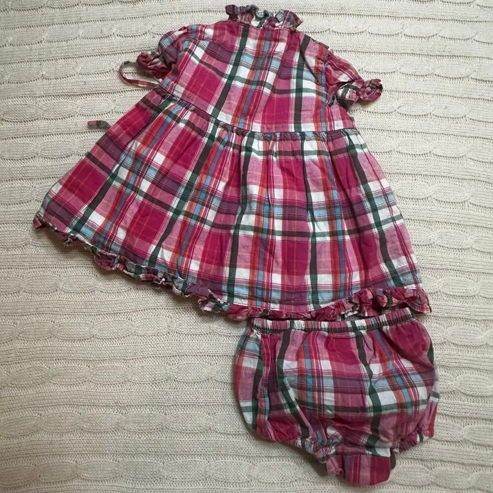 Ralph Lauren Pink Plaid Wrap Dress sz 3 m